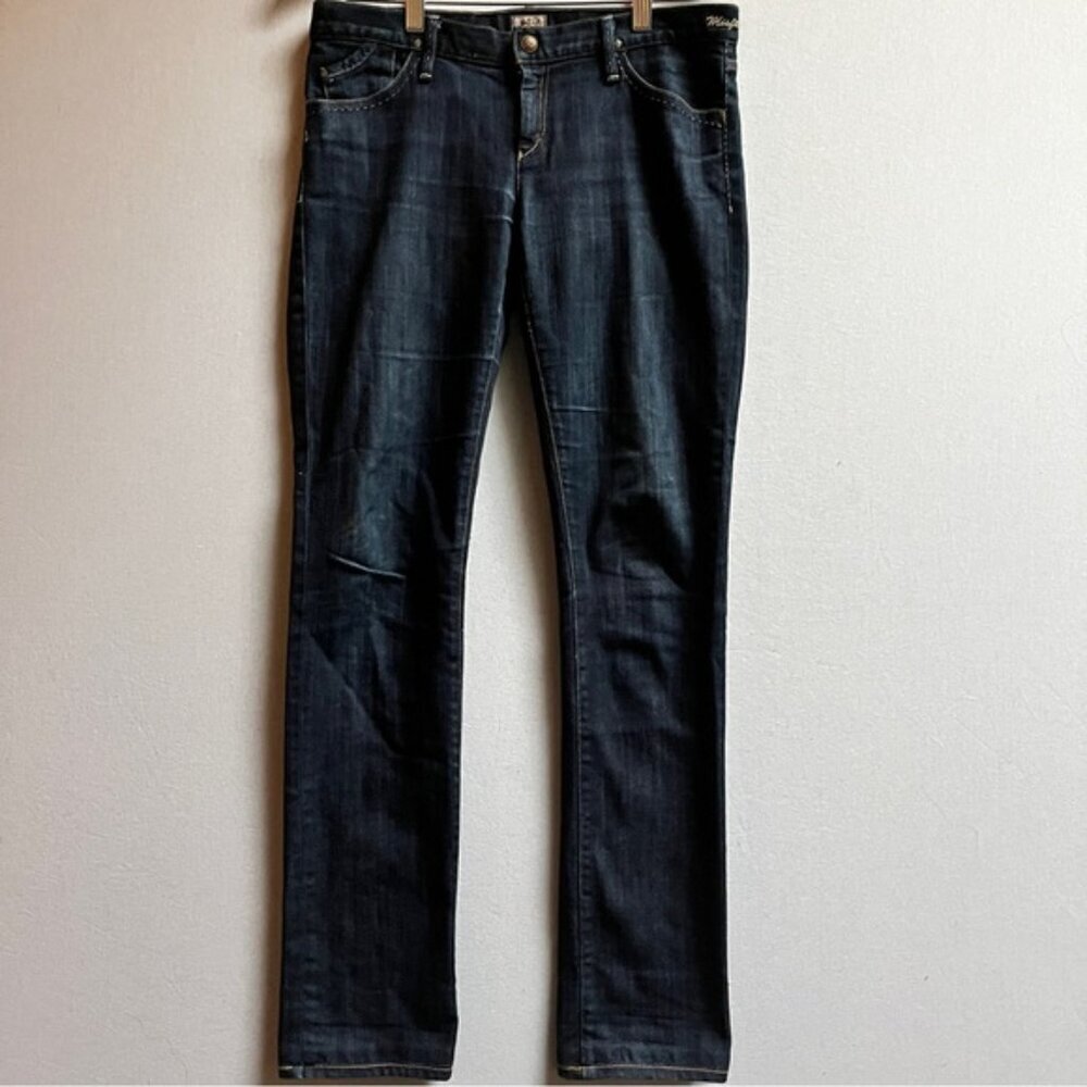 Gold Sign Misfit Slim Straight Low Rise Denim Jeans Size 28 Blue